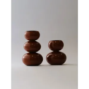 3 Boğumlu Cam Vazo-Tarçın - Büyük Boy