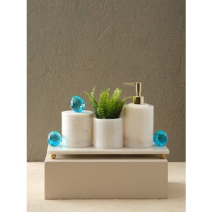 Kristal Yumurtalı Banyo Seti(Tepsi, Diş Fırçalık, Kutu, Sıvı Sabunluk)