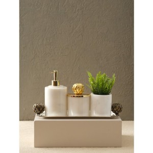 Enginarlı Banyo Seti(Tepsi,Kutu,Diş Fırçalık,Sıvı Sabunluk)