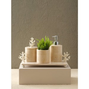 Mercanlı Banyo Seti(Tepsi, Diş Fırçalık, Kutu, Sıvı Sabunluk)