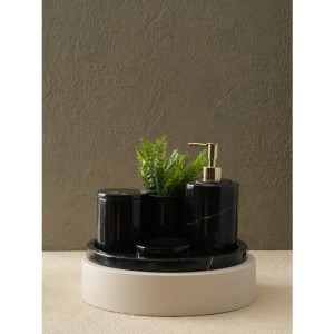 Siyah Banyo Seti(Tepsi, Diş Fırçalık, Kutu, Sıvı Sabunluk)