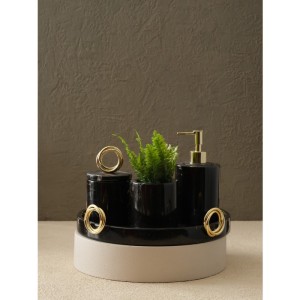 Halkalı Banyo Seti(Tepsi, Diş Fırçalık, Kutu, Sıvı Sabunluk)