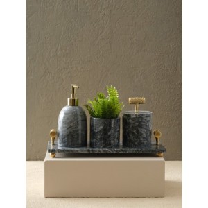 Tokmaklı Banyo Seti(Tepsi, Diş Fırçalık, Kutu, Sıvı Sabunluk)