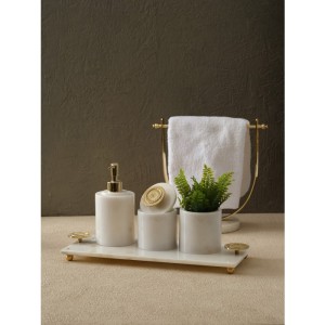Düğmeli Banyo Seti(Tepsi, Diş Fırçalık, Kutu, Sıvı Sabunluk)