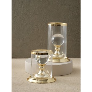 Cam Fanuslu Gold Mumluk - Şamdan - Büyük Boy