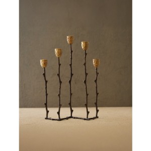 Pirinç Beşli Şamdan-Gold