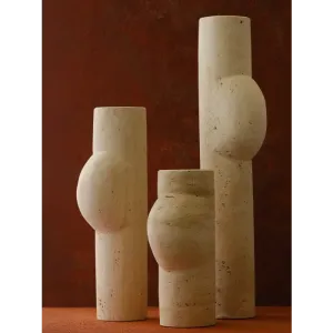 Traverten Göbekli Vazo - Büyük Boy