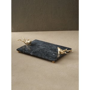 Çift Geyikli Mermer Tepsi