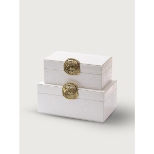 2'li Pirinç Aksesuarlı Deri Kutu