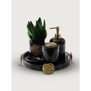 Yuvarlak Banyo Seti ((Tepsi, Diş Fırçalık, Kutu, Sıvı Sabunluk, Katı Sabunluk)